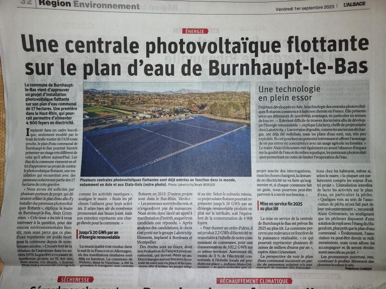 Article de presse sur Burnhaupt-le-Bas paru dans L'Alsace le 01 septembre 2023